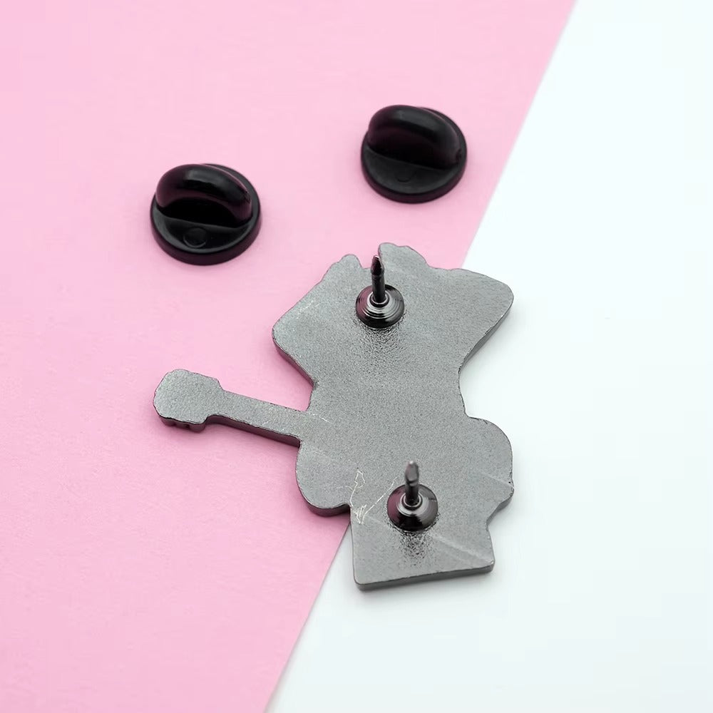 Rock Band Guitarist Badge Angus Young AC/DC Pin Brooch 1.38"