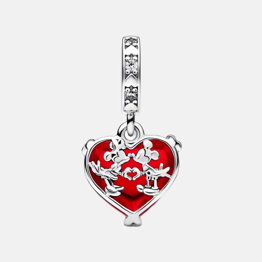 Disney Minnie & Mickey Heart Dangle Charm